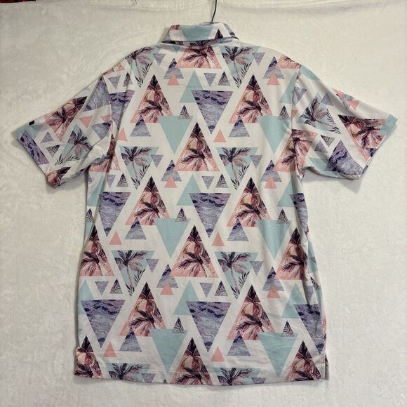 Bad Birdie Polo Shirt Men's Large Triangle Geometric Palm Tree Performance Golf - Picture 10 of 16